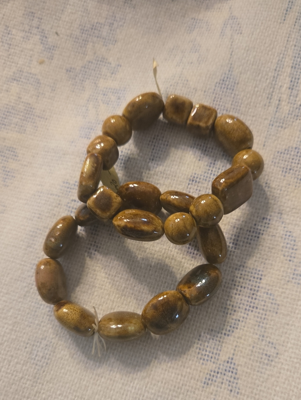Brown Ceramic Beaded Stretch Bracelet Set